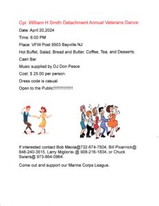 Cpl. William H Smith Annual Veterans Dance @ VFW Post 9503 | Berkeley Township | New Jersey | United States