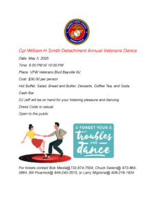 Cpl William H Smith Detachment Annual Veterans Dance @ VFW Post 9503 | Berkeley Township | New Jersey | United States